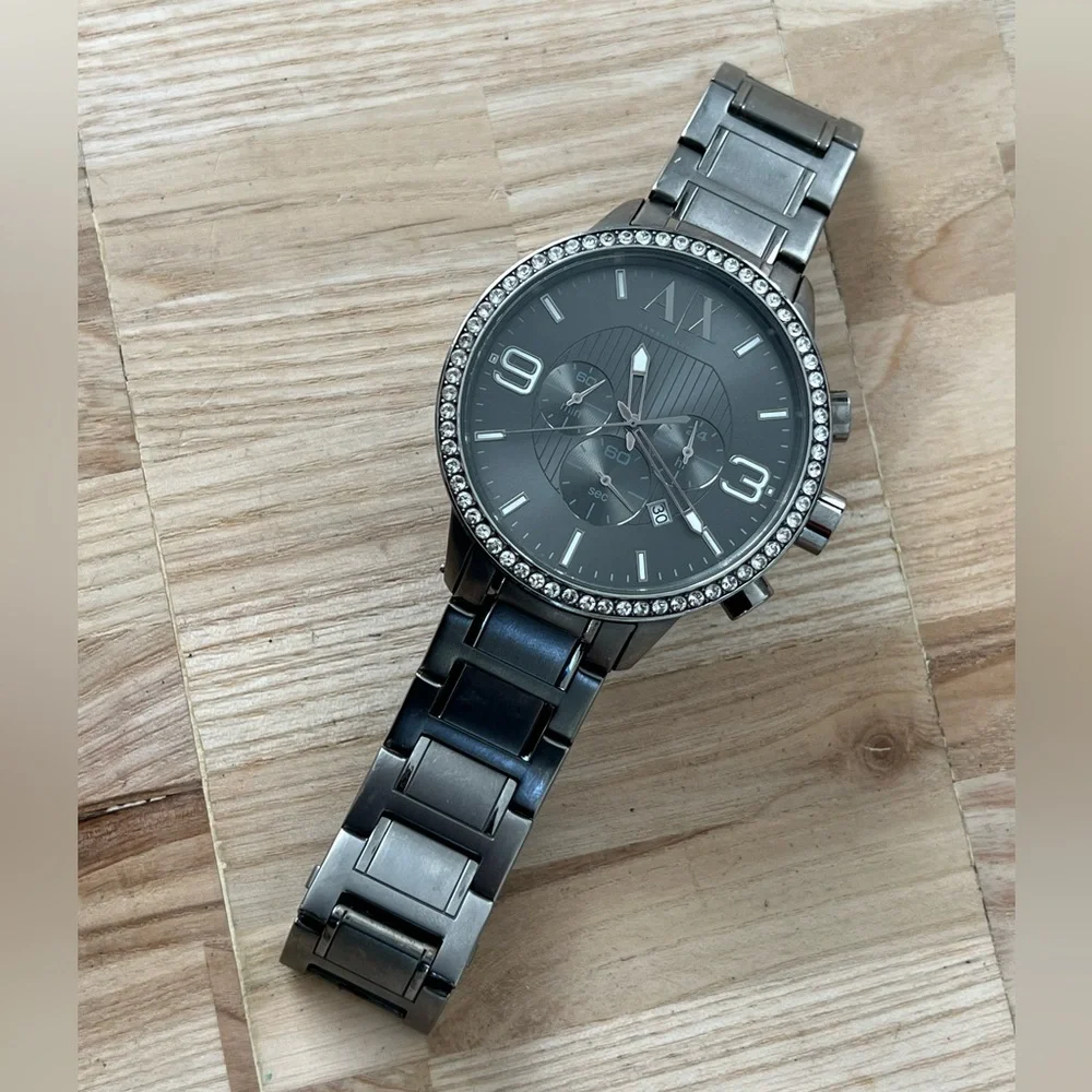 Armani Exchange Chronograph Crystal Men’s Watch All Stainless Steel, Date Window